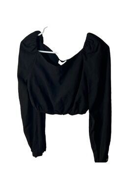 & Other Stories Los Angeles Atelier black crop top puff sleeve size eu 38 small